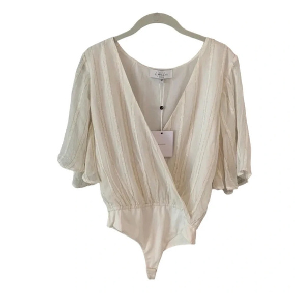 XXS new with tags L’academie bodysuit ivory Zoe stripe from Revolve - Picture 3 of 6